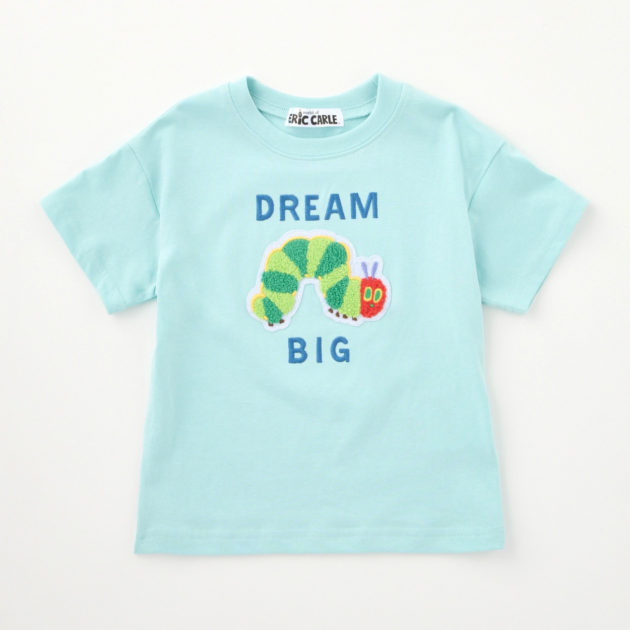 はらぺこあおむし サガラ刺しゅう 天竺 半袖Tシャツ ベビー(ブルーグリーン-80cm)