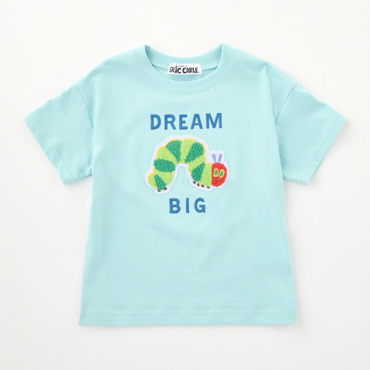 はらぺこあおむし サガラ刺しゅう 天竺 半袖Tシャツ ベビー(ブルーグリーン-100cm)