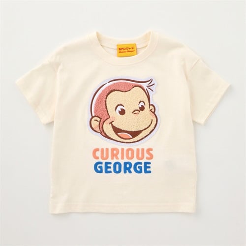 おさるのジョージ 顔柄 サガラ刺しゅう 天竺 半袖Tシャツ ベビー