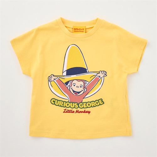 おさるのジョージ 帽子柄 総刺繍 天竺 半袖Tシャツ ベビー