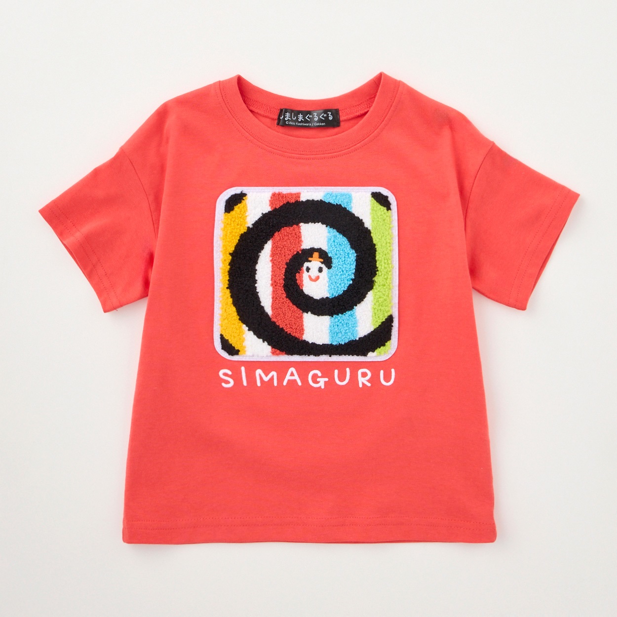 しましまぐるぐる サガラ刺しゅう 天竺 半袖Tシャツ ベビー(レッド-80cm)