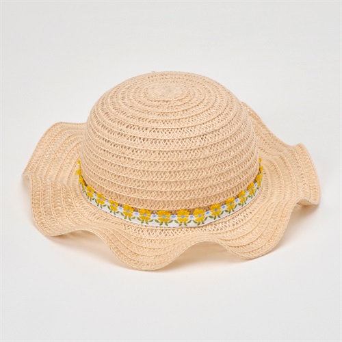 波円 ブレードハット ベビー 帽子(小花テープ(ベージュ)-頭囲：48cm)