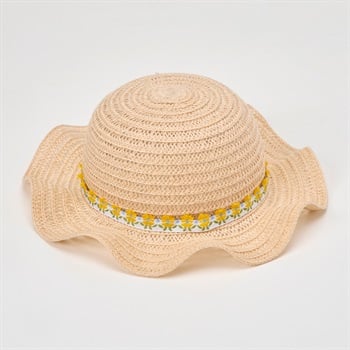 波円 ブレードハット ベビー 帽子(小花テープ(ベージュ)-頭囲：48cm)
