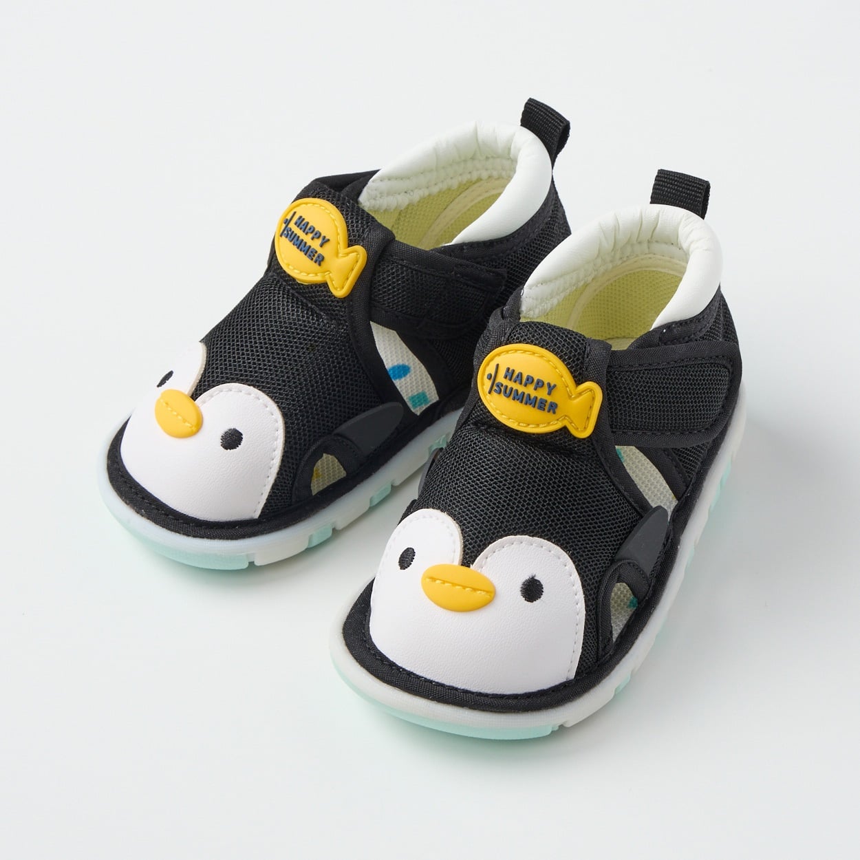 海の生き物 笛付サンダル ベビー(ペンギン(ブラック)-12cm)