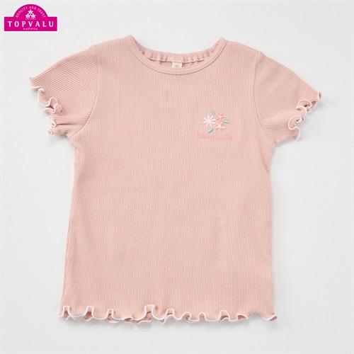 オーガニックコットン テレコメロー 半袖Tシャツ ベビー トップバリュ(スモーキーピンク-80cm)