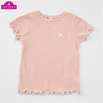 オーガニックコットン テレコメロー 半袖Tシャツ ベビー トップバリュ(スモーキーピンク-80cm)