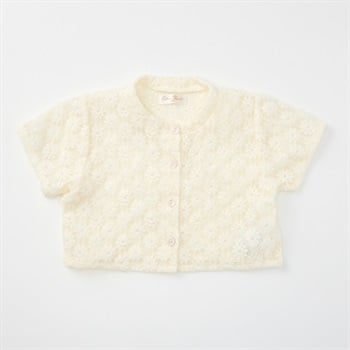 Katie Closet チュールレース 半袖カーディガン ベビー(アイボリー-80cm)