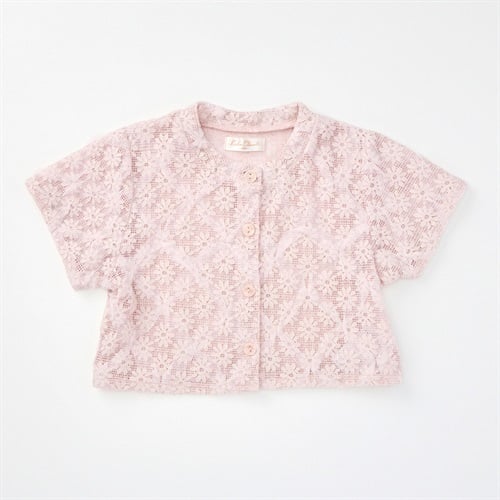 Katie Closet チュールレース 半袖カーディガン ベビー(スモーキーピンク-80cm)