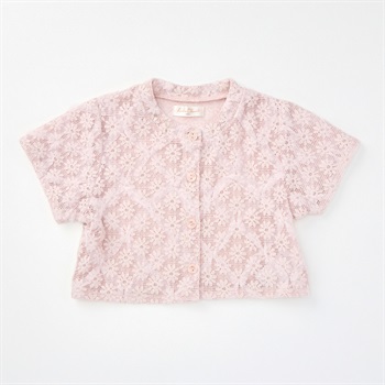 Katie Closet チュールレース 半袖カーディガン ベビー(スモーキーピンク-80cm)