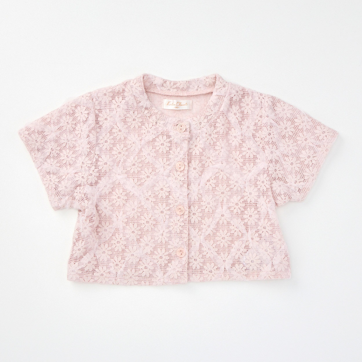 Katie Closet チュールレース 半袖カーディガン ベビー(スモーキーピンク-100cm)