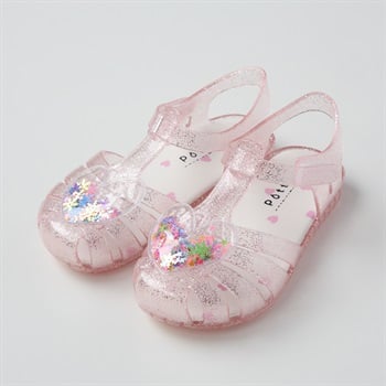 ラメ入り クリアサンダル フレーク付き ベビー(ピンク-14cm)