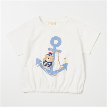 doudou bear いかり柄 天竺 半袖Tシャツ ベビー(オフホワイト-80cm)