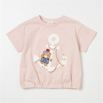 doudou bear いかり柄 天竺 半袖Tシャツ ベビー(ピンク-80cm)