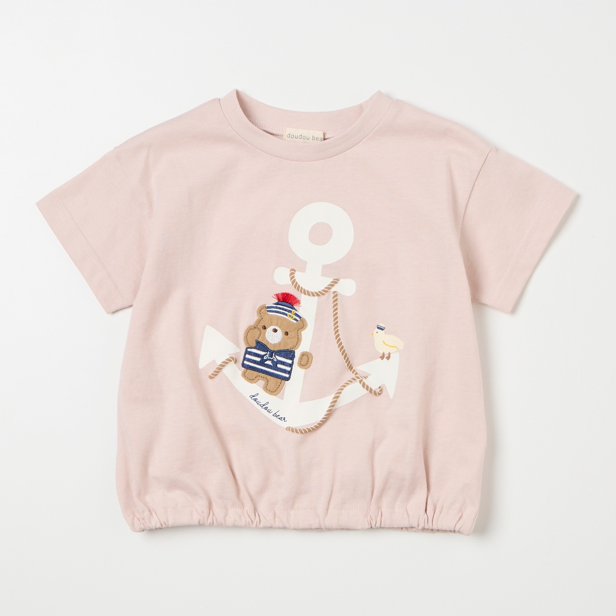 doudou bear いかり柄 天竺 半袖Tシャツ ベビー(ピンク-100cm)