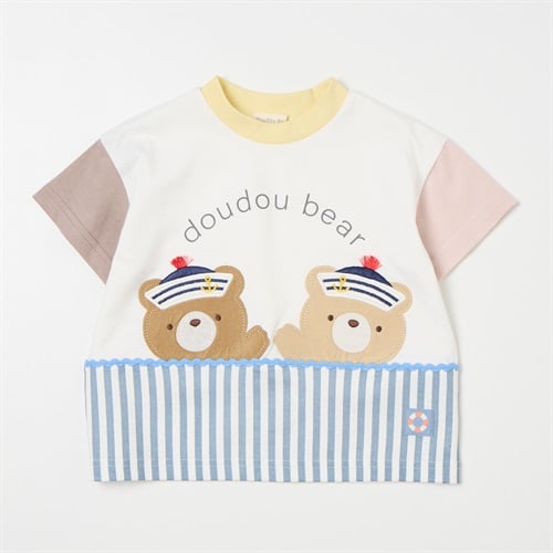 doudou bear 切替 天竺 半袖Tシャツ ベビー
