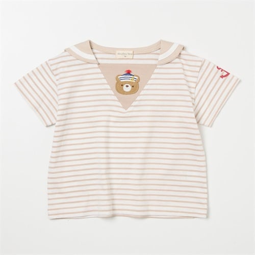 doudou bear ボーダー柄 セーラー衿 天竺 半袖Tシャツ ベビー