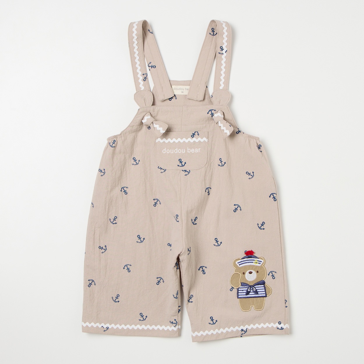 doudou bear マリン 7分丈 サロペットパンツ ベビー(ベージュ-80cm)