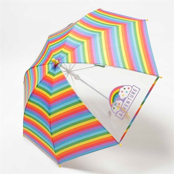 ベビー 40cm~45cm 傘 レインボー 透明窓 キッズ(レインボー-45cm)