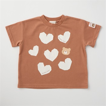doudou bear ハート柄 天竺 半袖Tシャツ ベビー(シナモン-80cm)