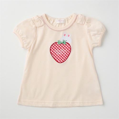 doudou berry いちごアップリケ 天竺 半袖Tシャツ ベビー