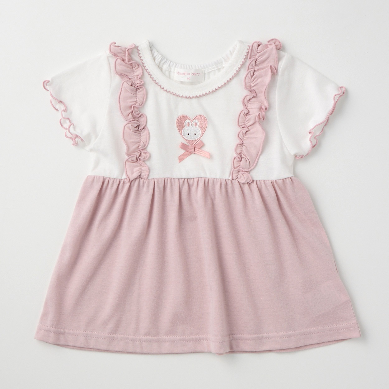 doudou berry フェイク 天竺 チュニック 半袖Tシャツ ベビー(ピンク-100cm)