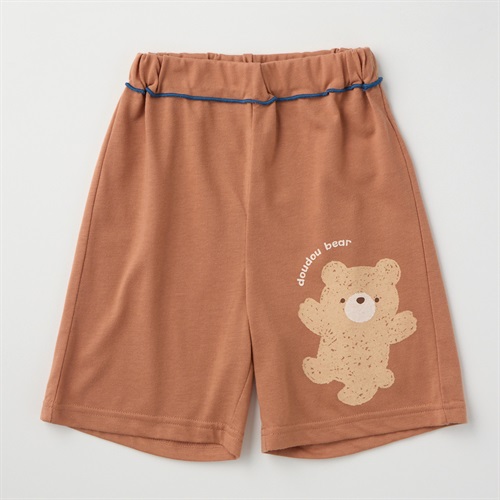 doudou bear NUKUMUKU くまプリント 天竺 ハーフパンツ ベビー(シナモン-80cm)