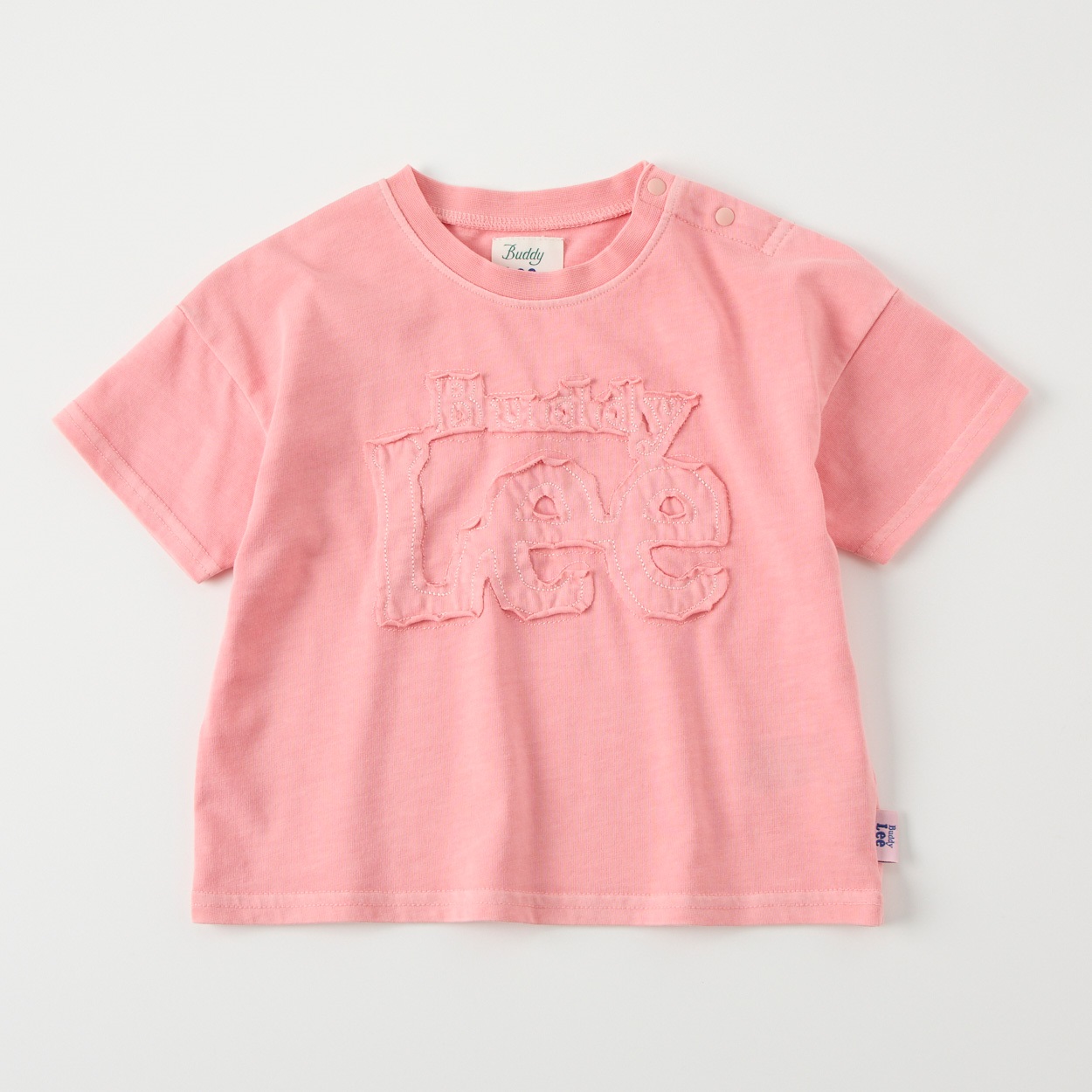 【SKIMS】アップル柄 半袖Tシャツ Mサイズ ピンク Buddy Lee ロゴ共生地アップリケ 天竺 半袖Tシャツ ベビー キッズ