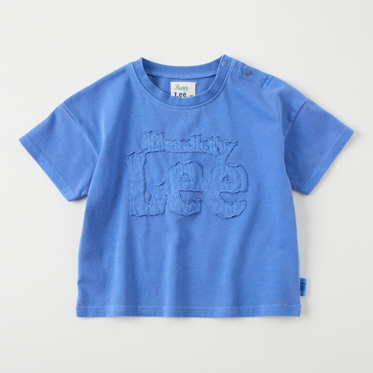 Buddy Lee ロゴ共生地アップリケ 天竺 半袖Tシャツ ベビー キッズ(ブルー-110cm)