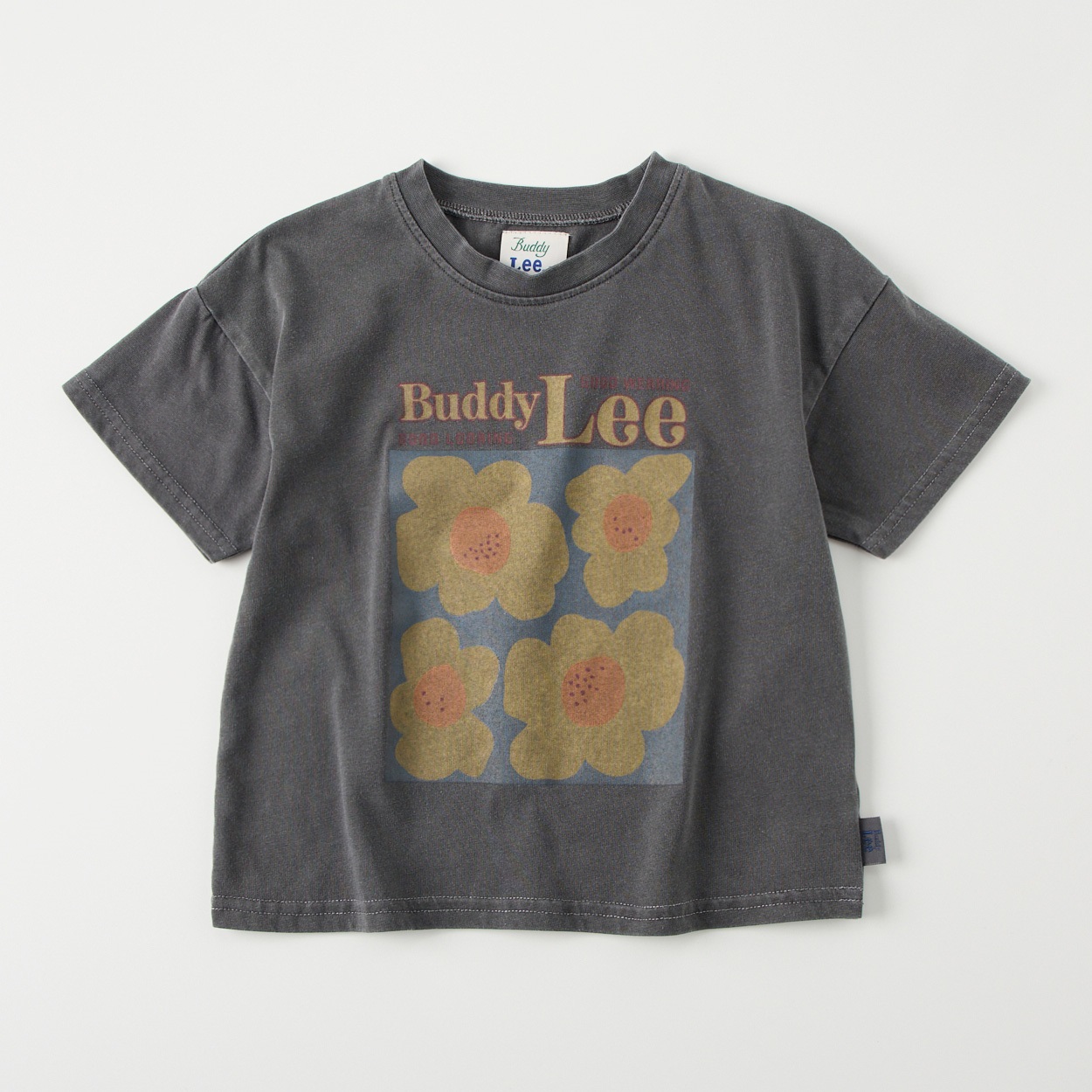 Buddy Lee レトロフラワープリント 天竺 半袖Tシャツ ベビー キッズ(チャコールグレー-100cm)