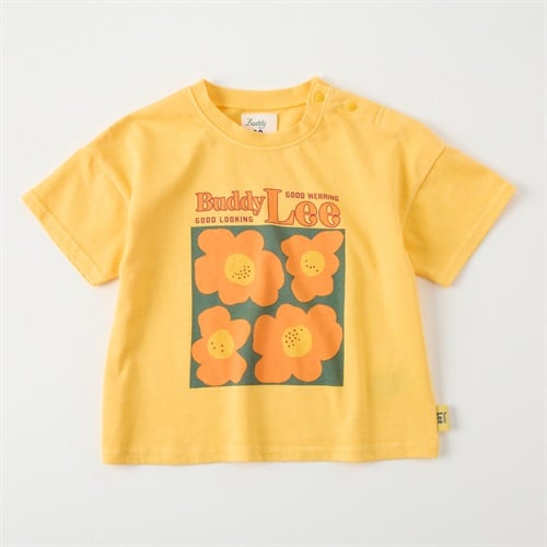 Buddy Lee レトロフラワープリント 天竺 半袖Tシャツ ベビー キッズ(イエロー-80cm)