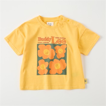 Buddy Lee レトロフラワープリント 天竺 半袖Tシャツ ベビー キッズ(イエロー-80cm)