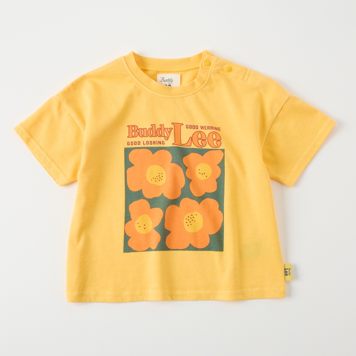 Buddy Lee レトロフラワープリント 天竺 半袖Tシャツ ベビー キッズ(イエロー-110cm)