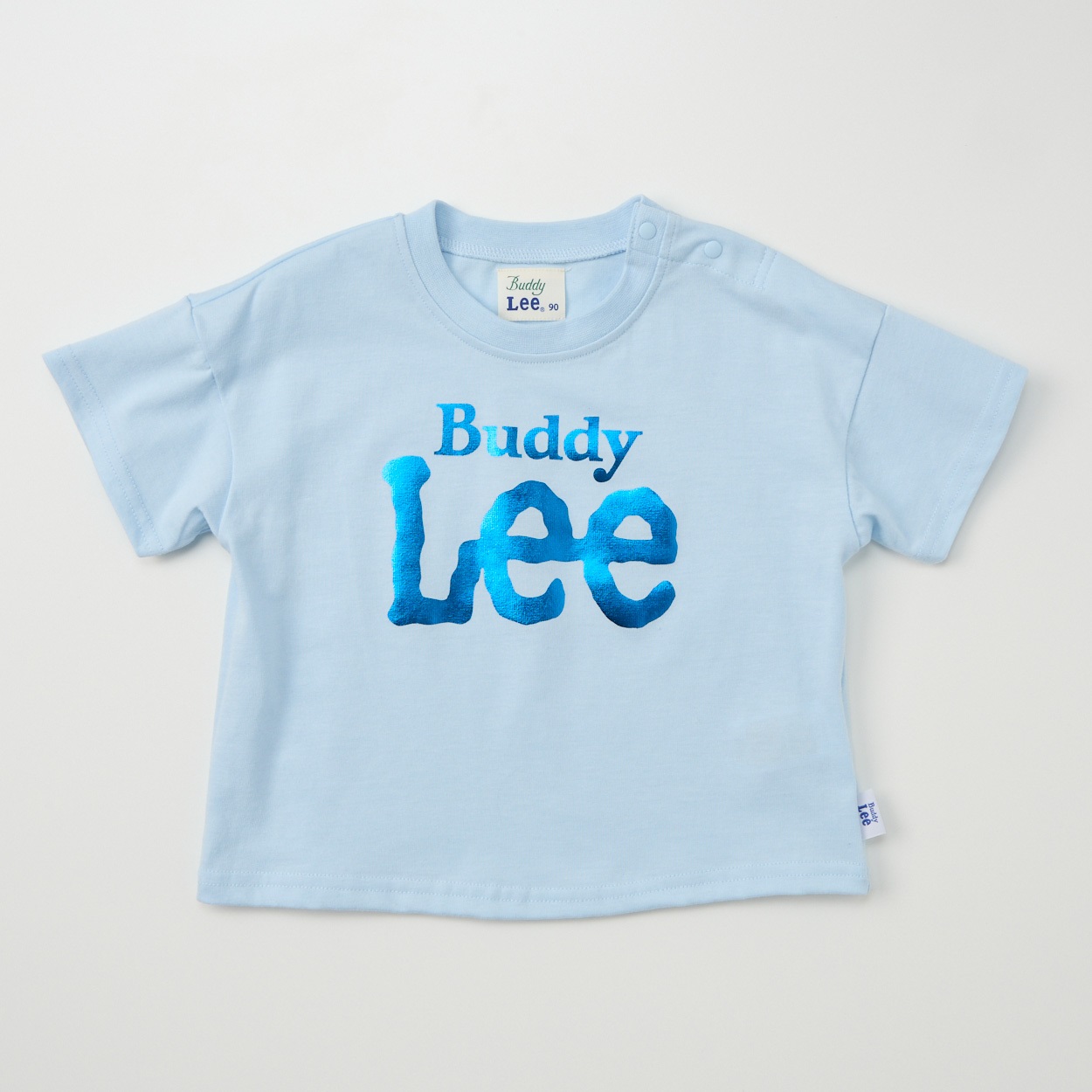 Buddy Lee 天竺 ロゴ箔プリント 半袖Tシャツ ベビー キッズ(サックス-90cm)