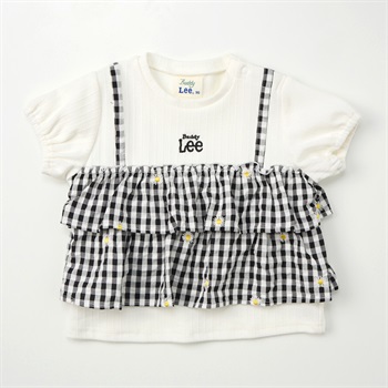 Buddy Lee ギンガムチェック柄 キャミフェイク 半袖Tシャツ ベビー キッズ(ブラック-80cm)
