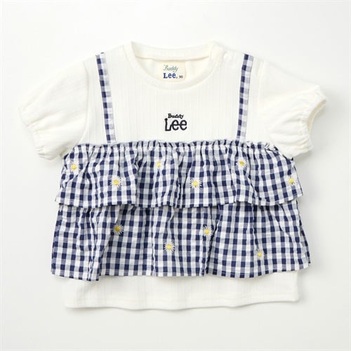Buddy Lee ギンガムチェック柄 キャミフェイク 半袖Tシャツ ベビー キッズ(ネイビー-80cm)