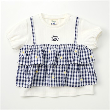 Buddy Lee ギンガムチェック柄 キャミフェイク 半袖Tシャツ ベビー キッズ(ネイビー-80cm)