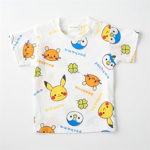モンポケ 総柄プリント 天竺 半袖Tシャツ ベビー キッズ
