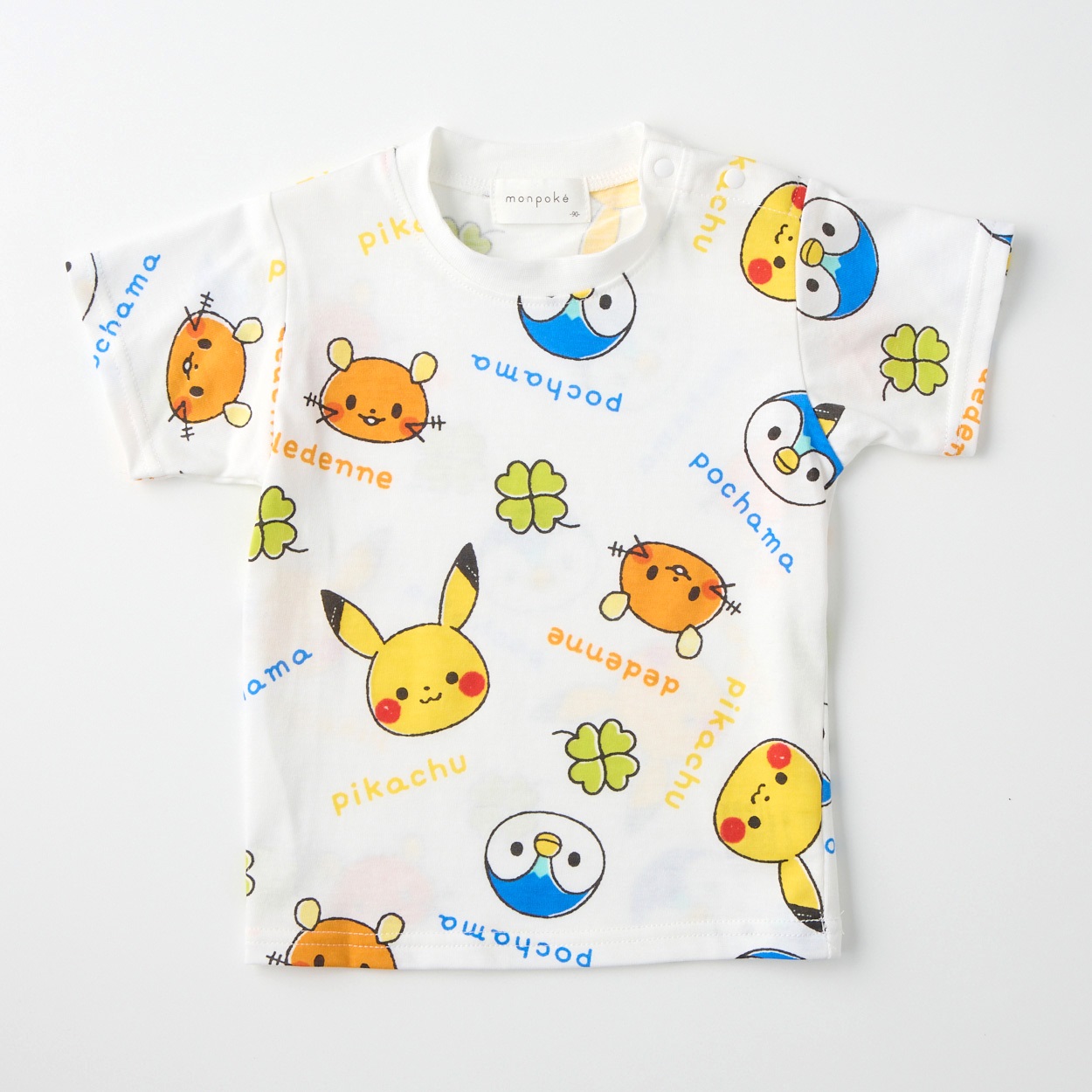 モンポケ 総柄プリント 天竺 半袖Tシャツ ベビー キッズ(オフホワイト-80cm)