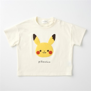 モンポケ サガラ刺しゅう 天竺 半袖Tシャツ ベビー キッズ(オフホワイト-80cm)