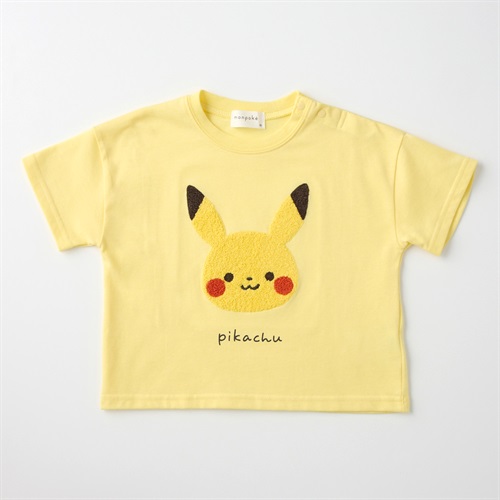 モンポケ サガラ刺しゅう 天竺 半袖Tシャツ ベビー キッズ(イエロー-80cm)