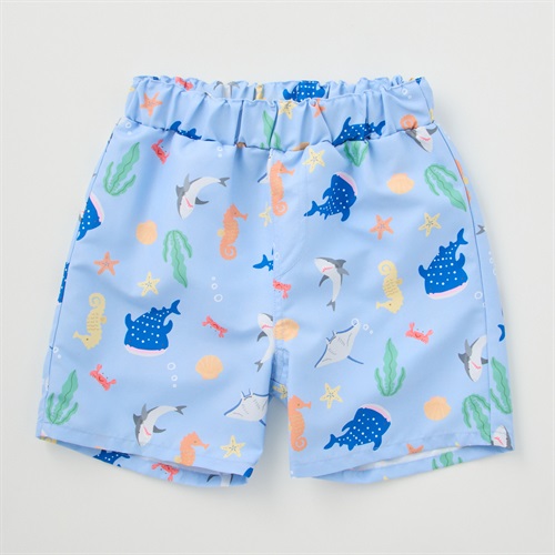 総柄プリント サーフパンツ ベビー 水着(海の生き物(サックス)-80cm)