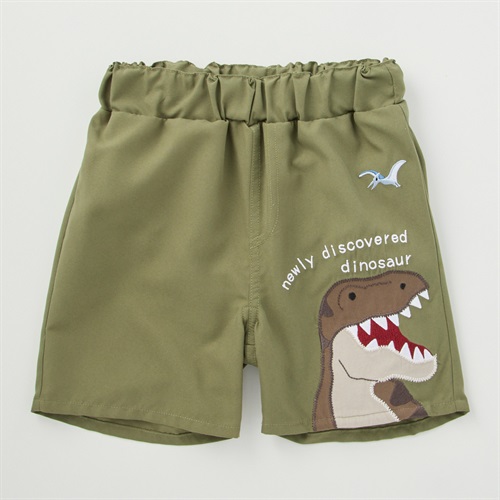 恐竜ワッペン スイムパンツ ベビー 水着(グリーン-80cm)