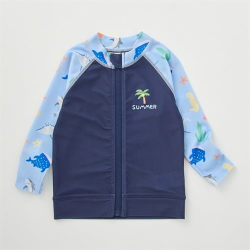 長袖 ラッシュガード ベビー 水着(海の生き物(サックス)-80cm)