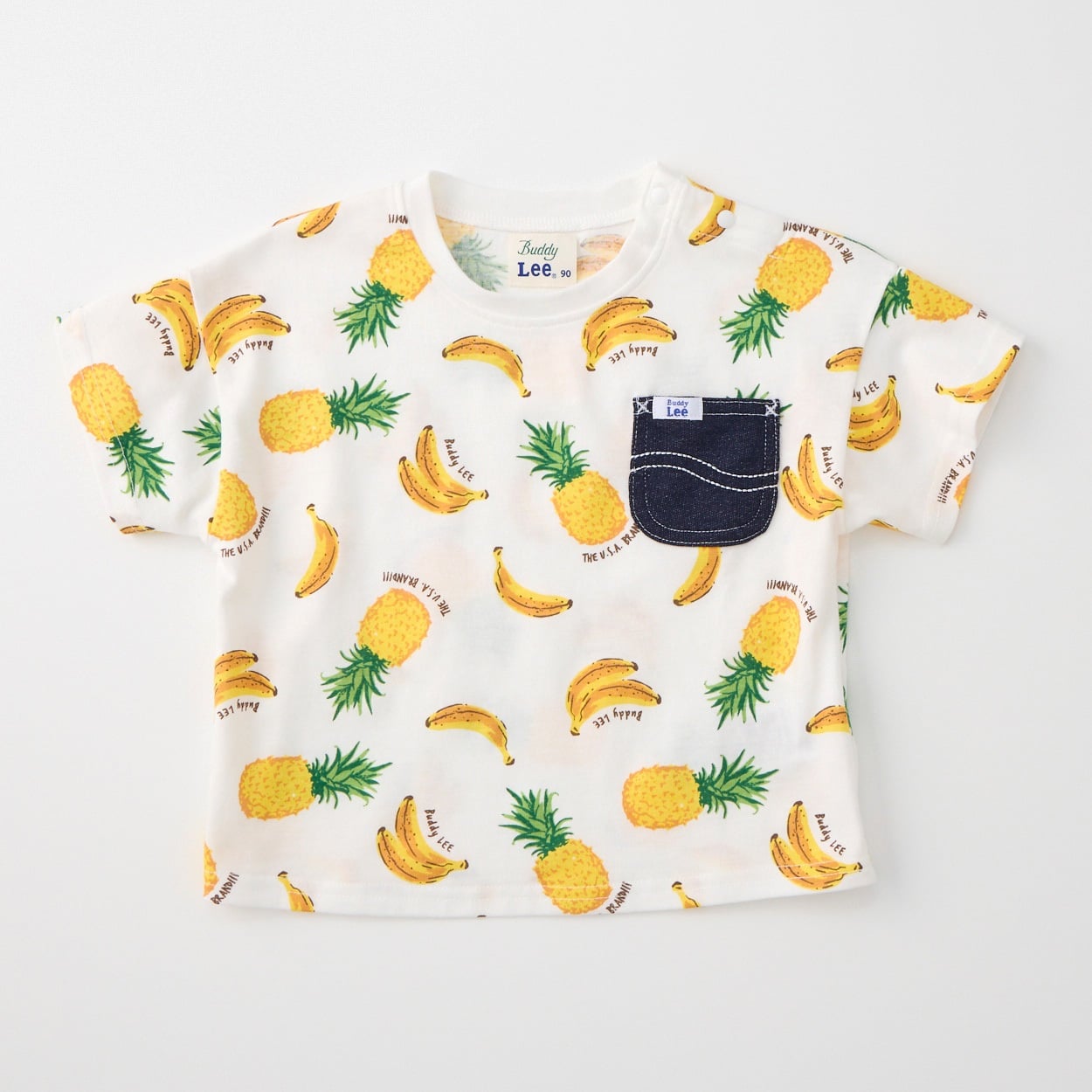 Buddy Lee フルーツ総柄 天竺 半袖Tシャツ ベビー キッズ(オフホワイト-100cm)