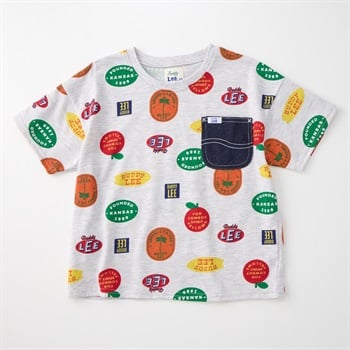 Buddy Lee ポップ総柄 天竺 半袖Tシャツ ベビー キッズ(杢グレー-80cm)