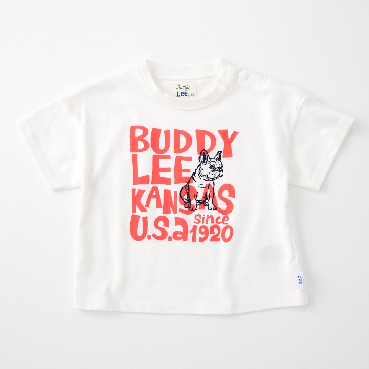 Buddy Lee ロゴ&ドッグプリント 天竺 半袖Tシャツ ベビー キッズ(オフホワイト-80cm)