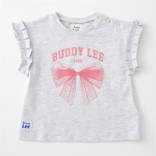 Buddy Lee 袖フリル リボンプリント 天竺 半袖Tシャツ ベビー キッズ