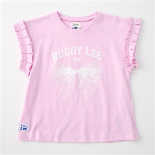 Buddy Lee 袖フリル リボンプリント 天竺 半袖Tシャツ ベビー キッズ(パープル-80cm)