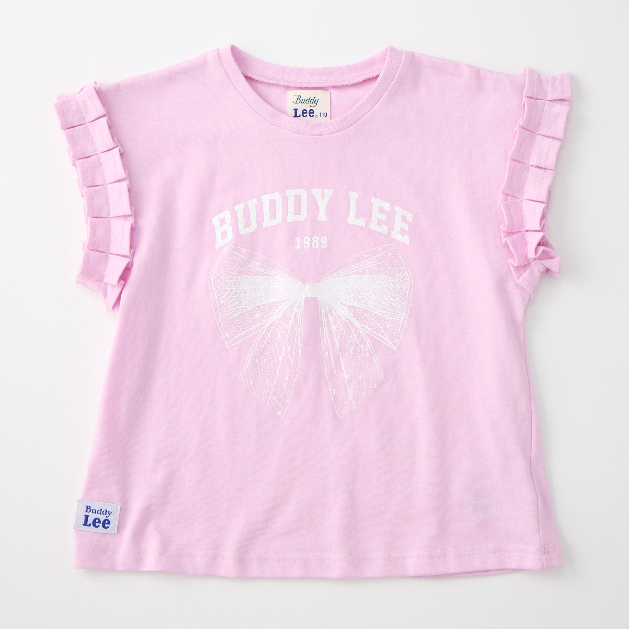Buddy Lee 袖フリル リボンプリント 天竺 半袖Tシャツ ベビー キッズ(パープル-80cm)