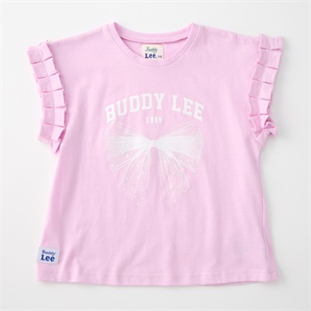 Buddy Lee 袖フリル リボンプリント 天竺 半袖Tシャツ ベビー キッズ(パープル-80cm)